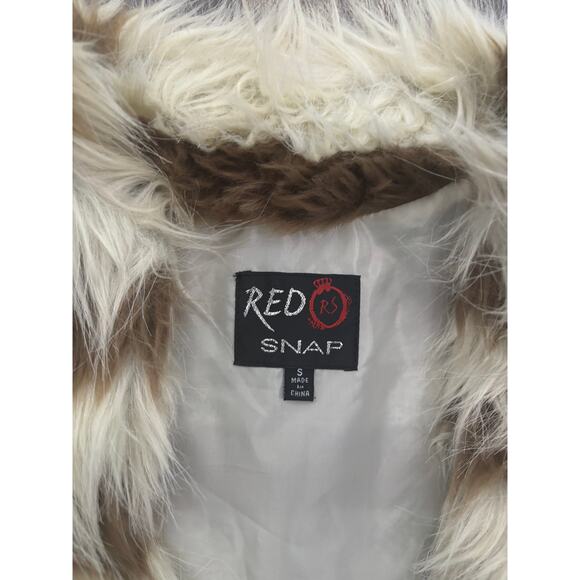 Red Snap Faux Fur Striped Vest Size Small - Picture 2 of 6